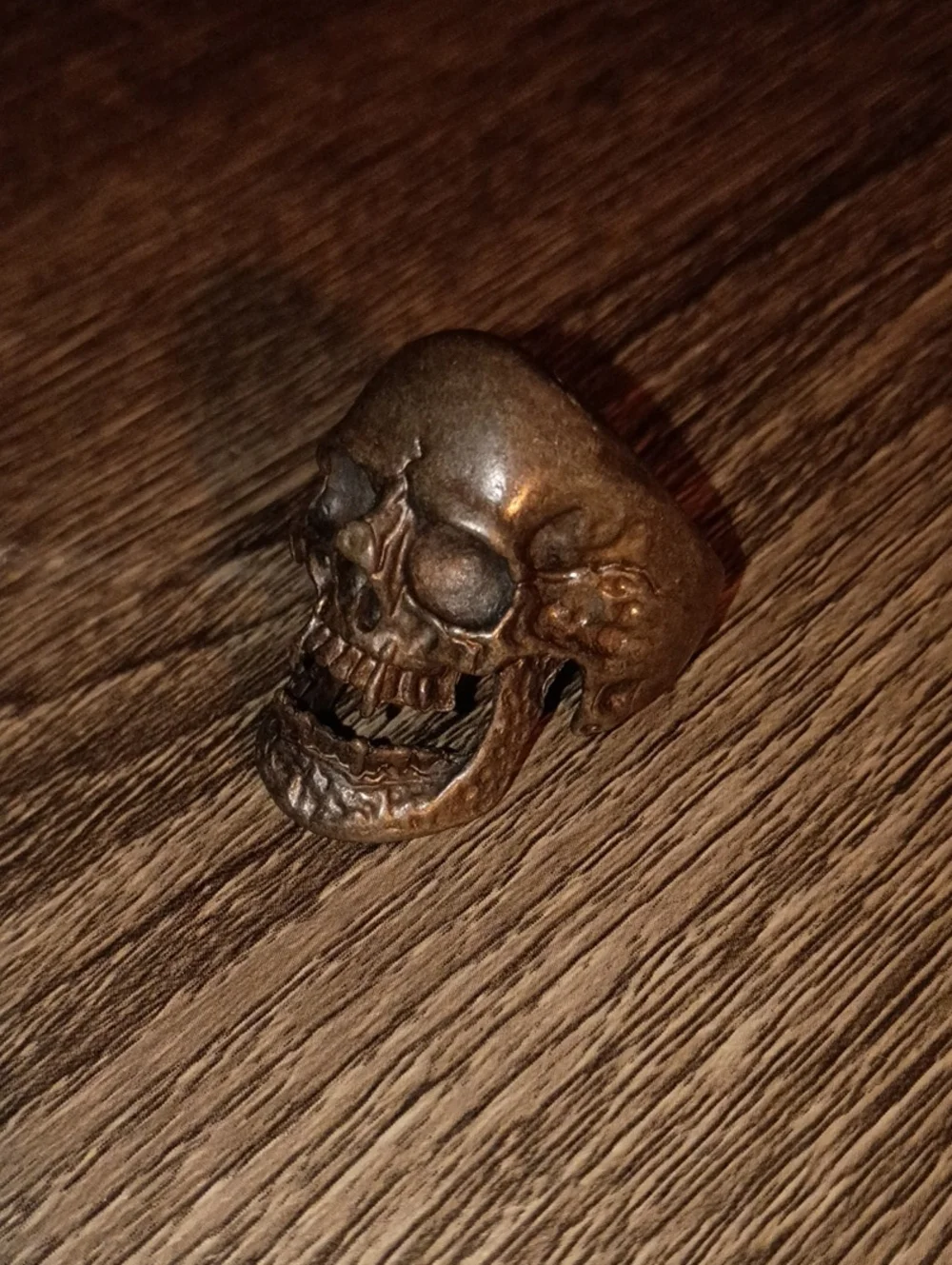 Gothic Vampire Skull Ring - Fanged Open Jaw Ring with Spinal Band - Vintage Silv